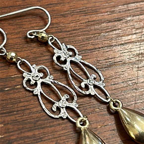 Michael Anthony 10K Gold & 925 Silver Dangle Earrings. - Picture 12 of 14